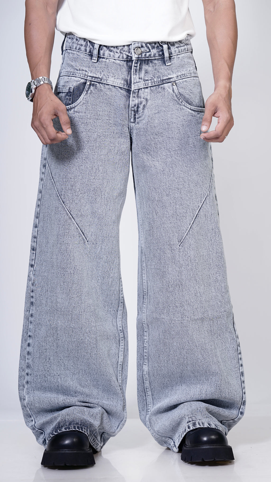 Double D grey jean,,Oversized Jeans - Denim Oversized Jeans