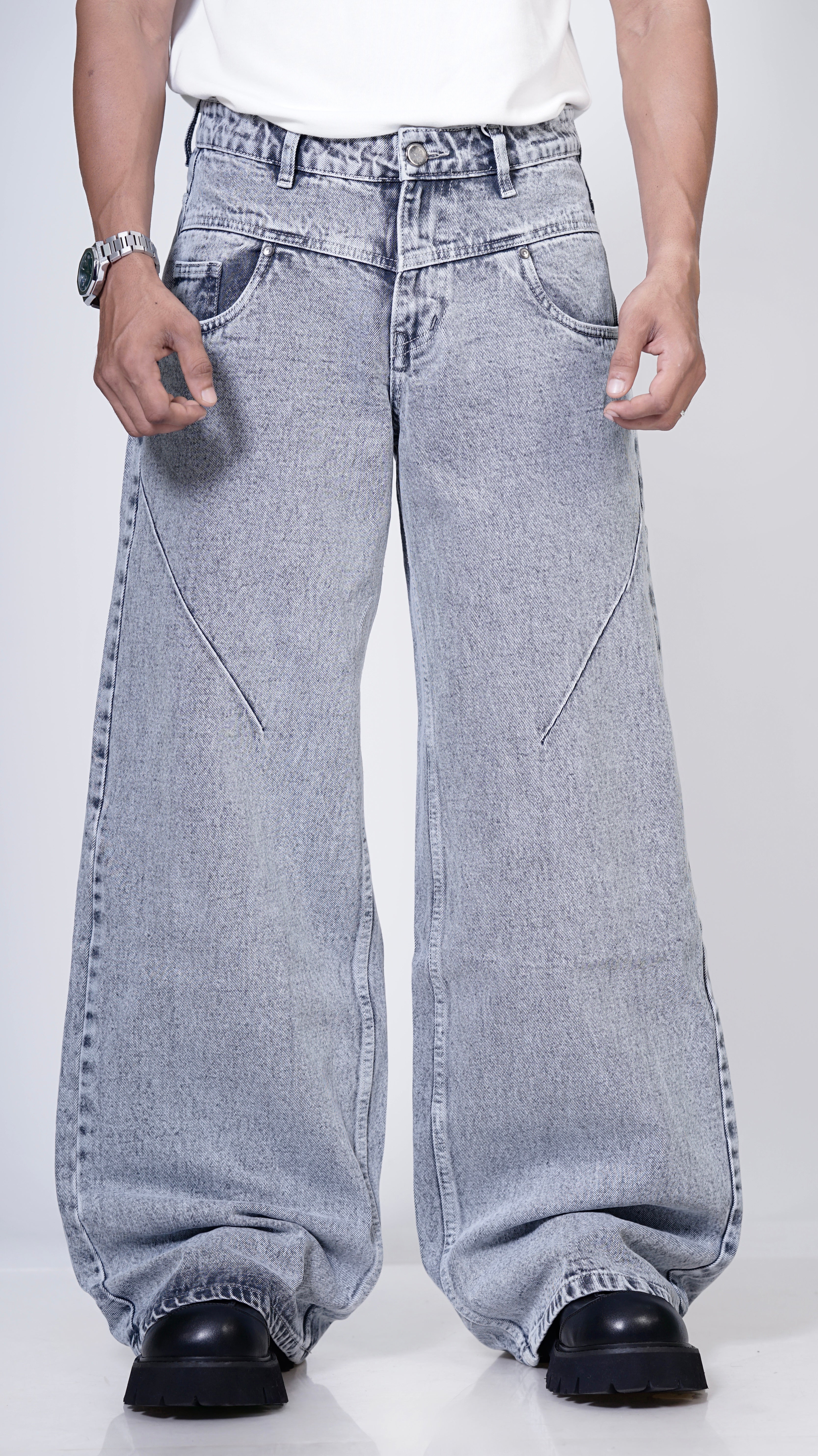 Double D grey jean,,Oversized Jeans - Denim Oversized Jeans