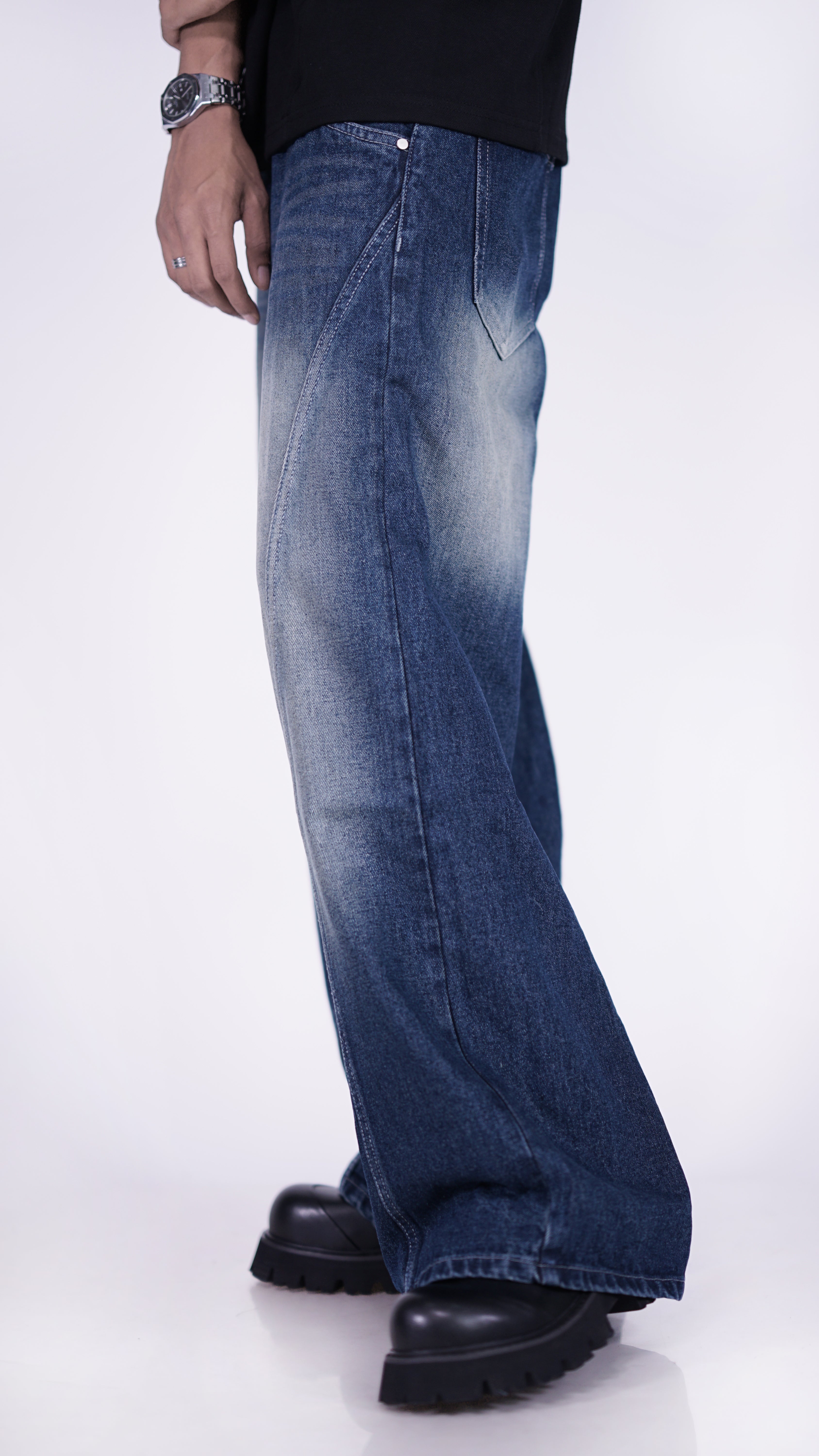 BRANDED 44 BLUE   ,Oversized Jeans - Denim Oversized Jeans