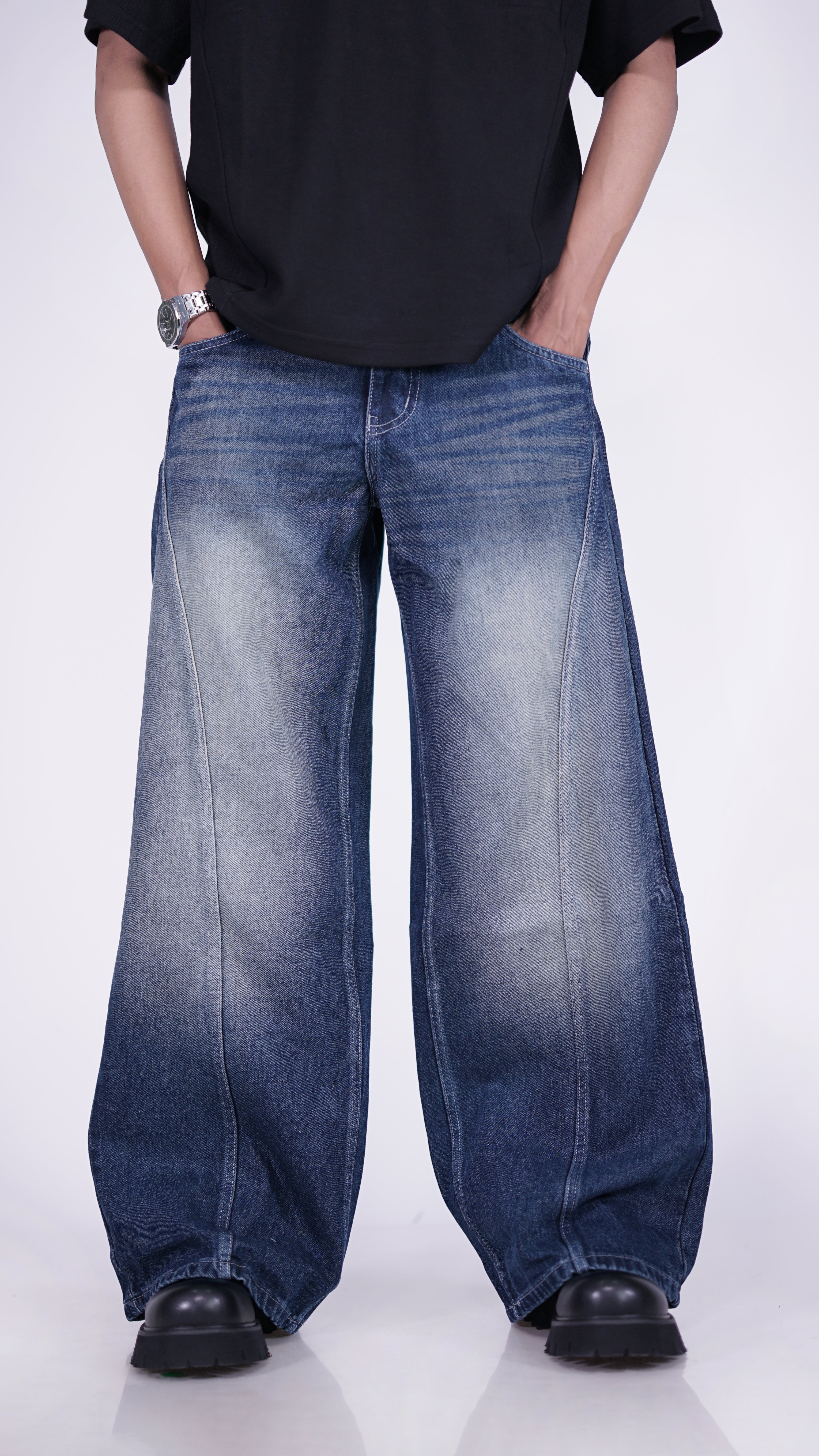 BRANDED 44 BLUE   ,Oversized Jeans - Denim Oversized Jeans
