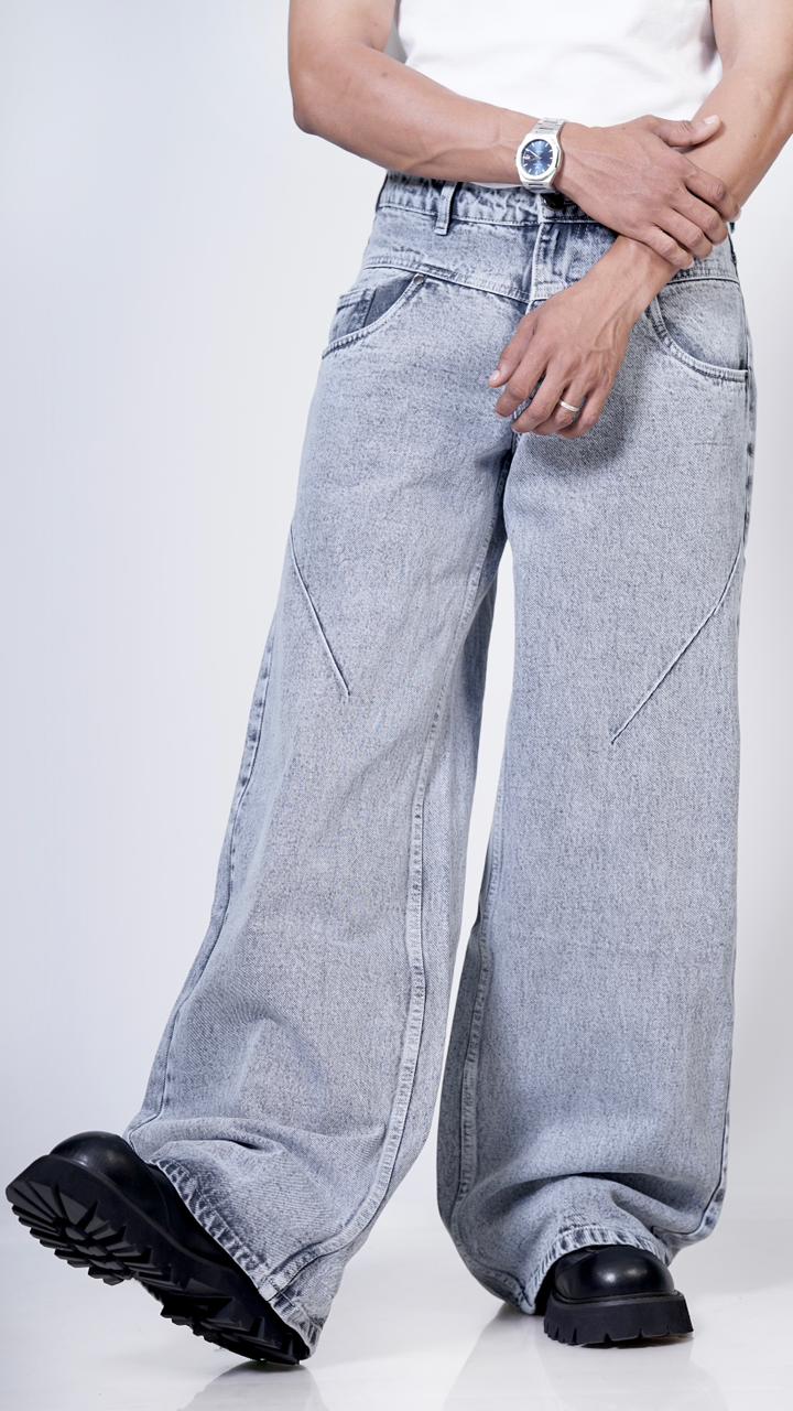 Double D grey jean,,Oversized Jeans - Denim Oversized Jeans