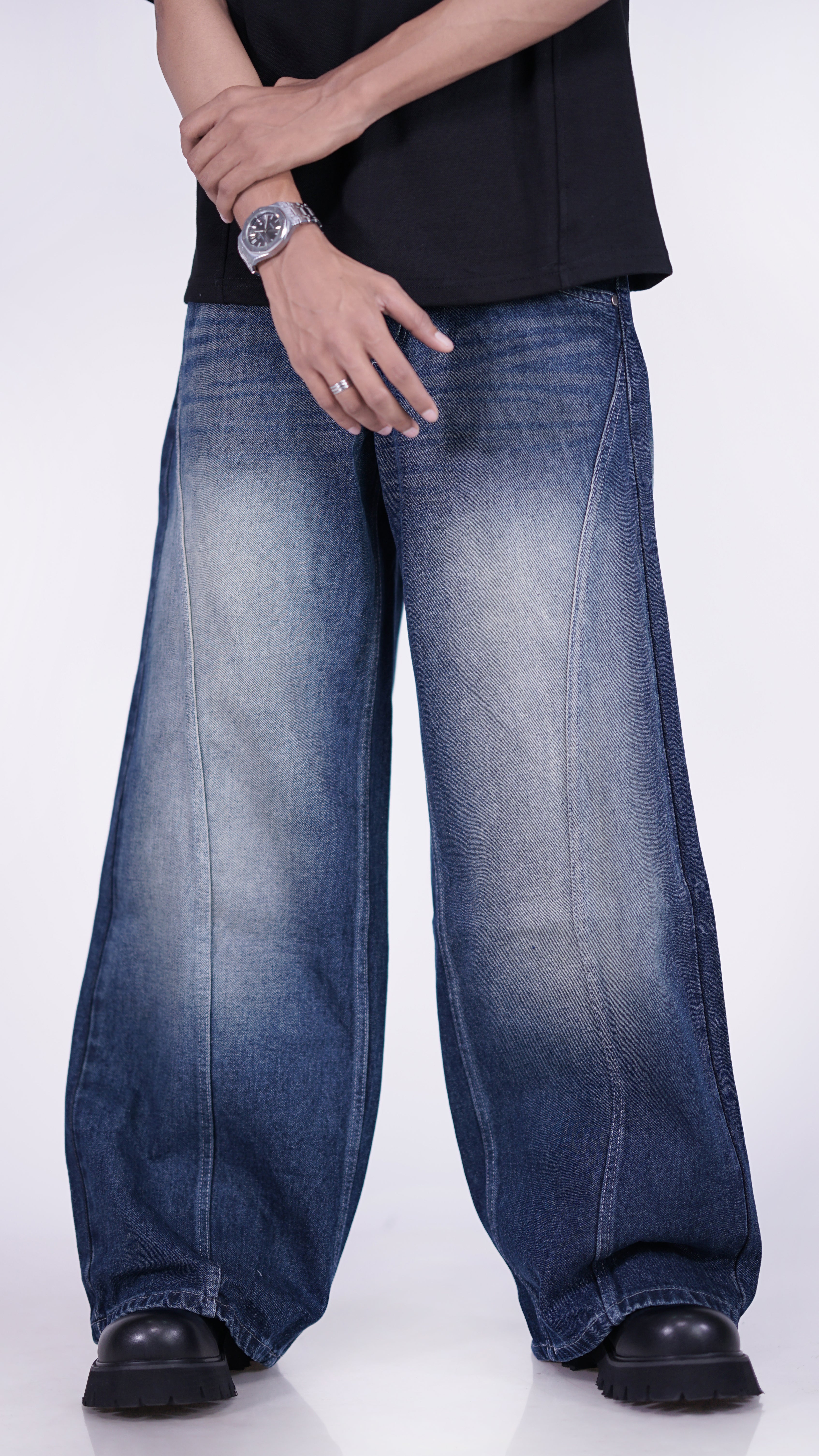 BRANDED 44 BLUE   ,Oversized Jeans - Denim Oversized Jeans